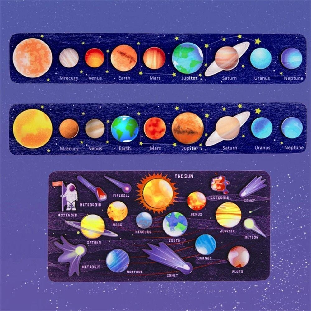 Matching Science Children Boy Girl Solar System Puzzle Jigsaw Tray Wooden Puzzle Planet Puzzles