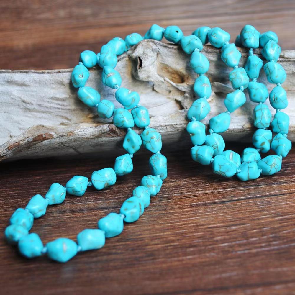 JMXD-European and American Fashion Beaded Necklace Turquoise Collarbone Chain Ethnic Style Female Retro Vacation Necklace