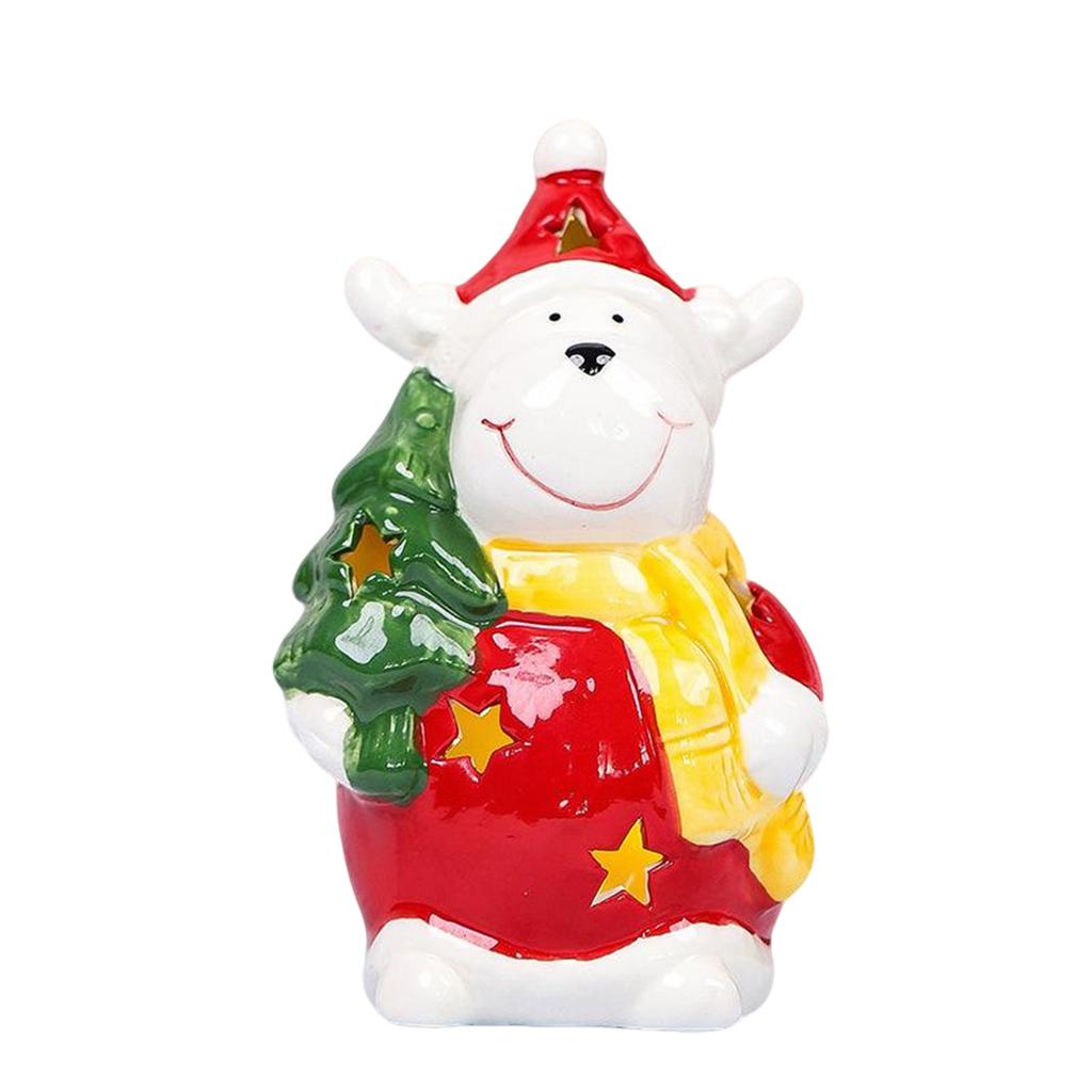 Christmas, Ceramic Small House, Snowman, Deer, Old Man, Hollow Design, Christmas Handicraft Ornaments, LED Light Atmosphere Decoration, Small Gift