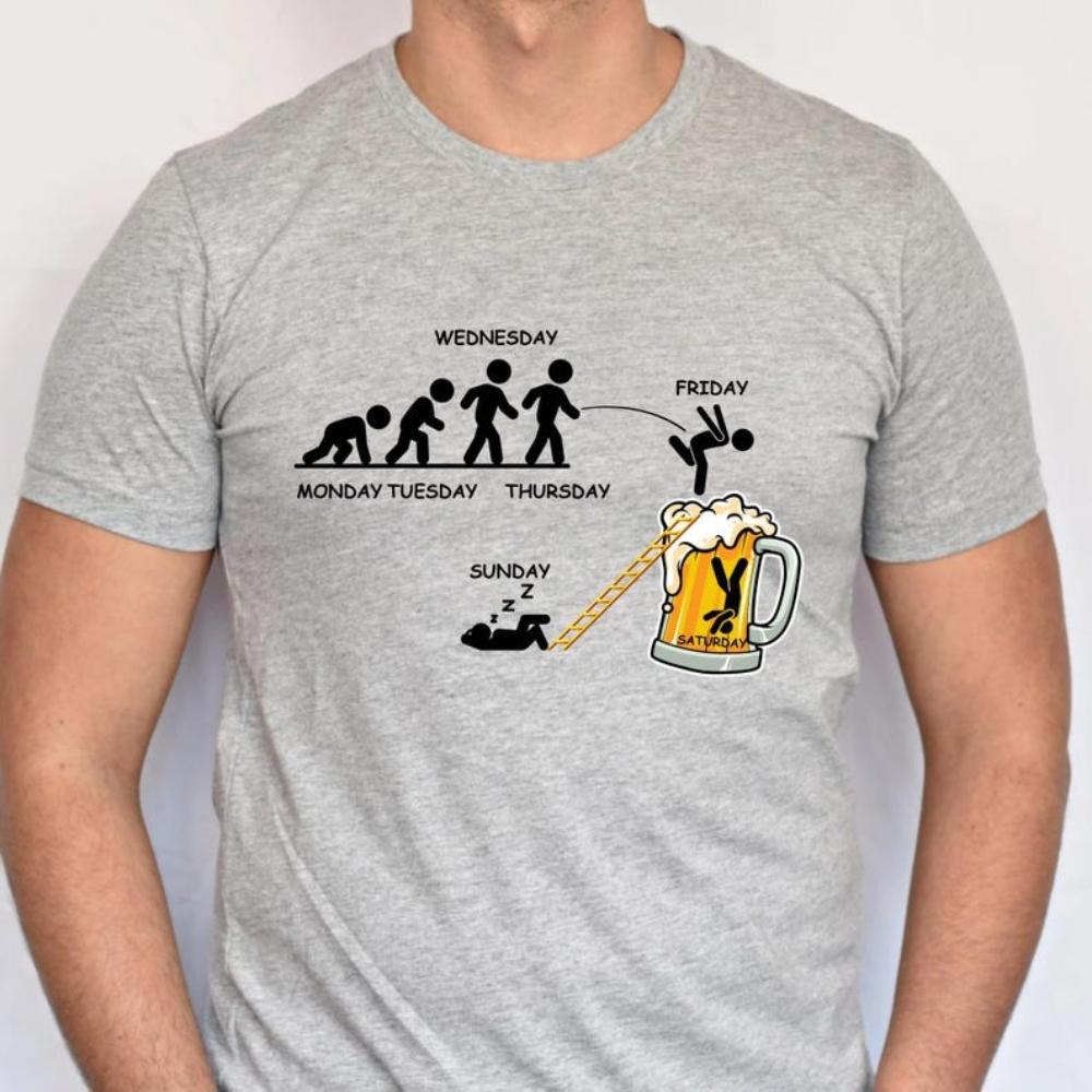 Funny Friday Beer TShirt Weekday Drinking Beer Woman Man Casual Cotton Graphic T Shirts Creative Streetwear Camisetas Tops Tee