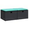 2 Piece Garden Sofa Set with Cushions Black Poly Rattan