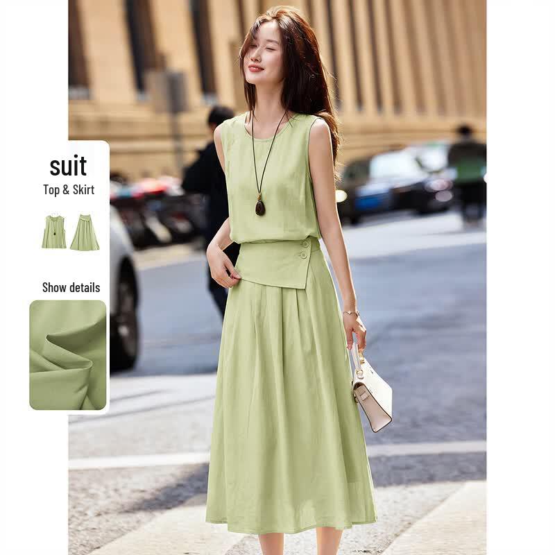 Awakening Paradise Sleeveless Shirt & A-line Skirt Set L