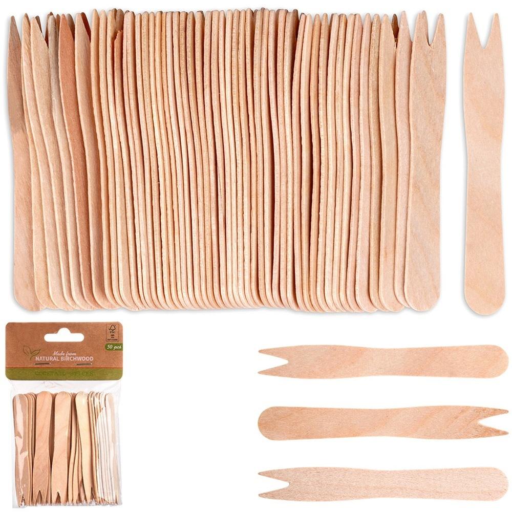 Wooden forks for snacks and fries 8.5 cm 50 pcs.