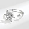 Rotating Snowflake Open Index Ring Minimalist Versatile Fashion Band Adjustable Statement Jewelry For Women Daily Wear