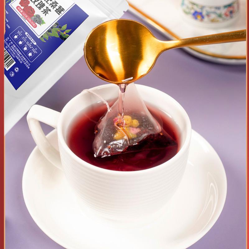 Black Goji Rose Mulberry Anthocyanin Tea Bags - Sulfur-Free, Individually Wrapped