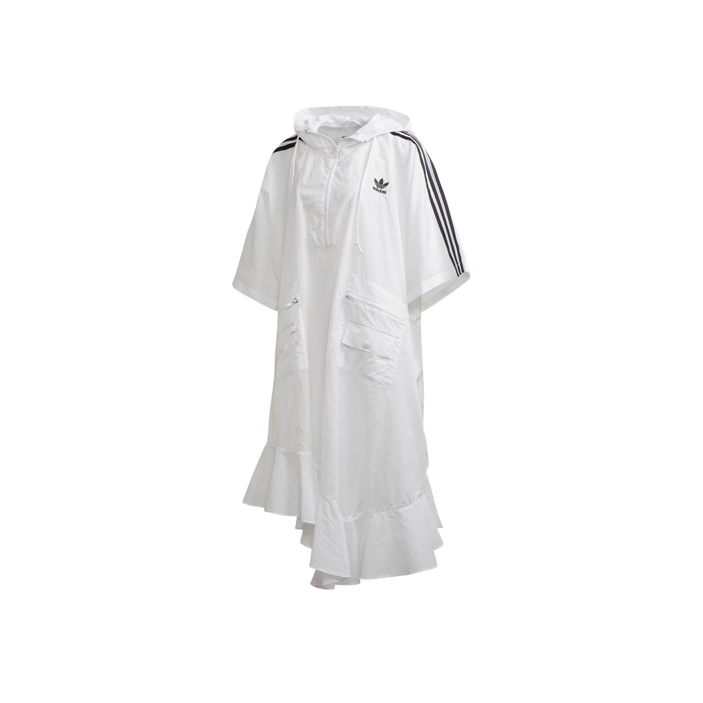 

Adidas Originals J Koo Hooded Striped Long Cape Women Outerwear White FT9871 XS