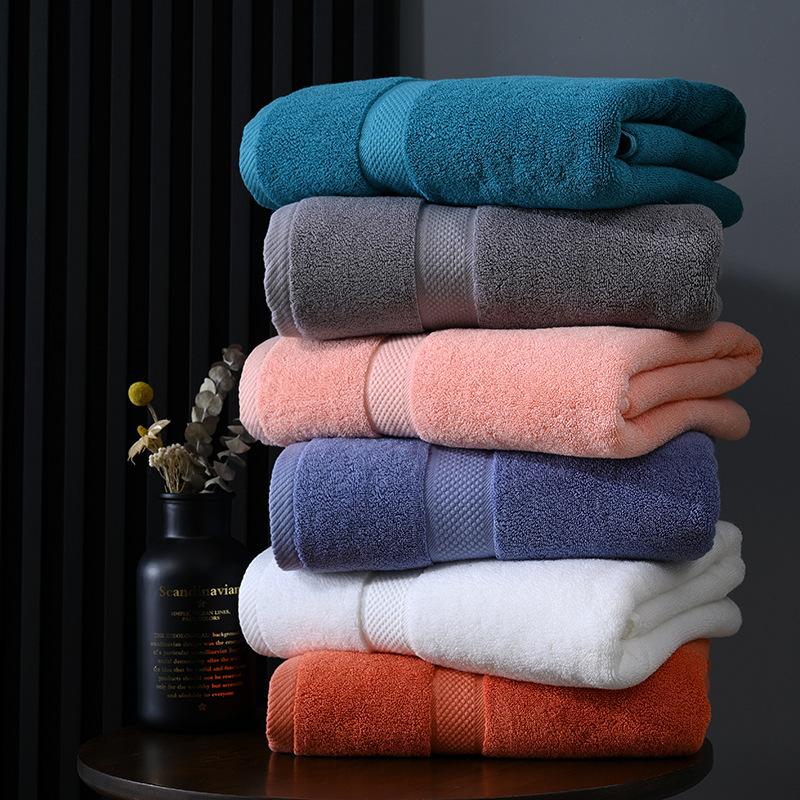 High Quality Bath Towel Skin-friendly Durable Soft and Comfortable Cotton Bath Towel 80*160 Thickened Plain Color Cotton Absorbent Hotel Bath Towel