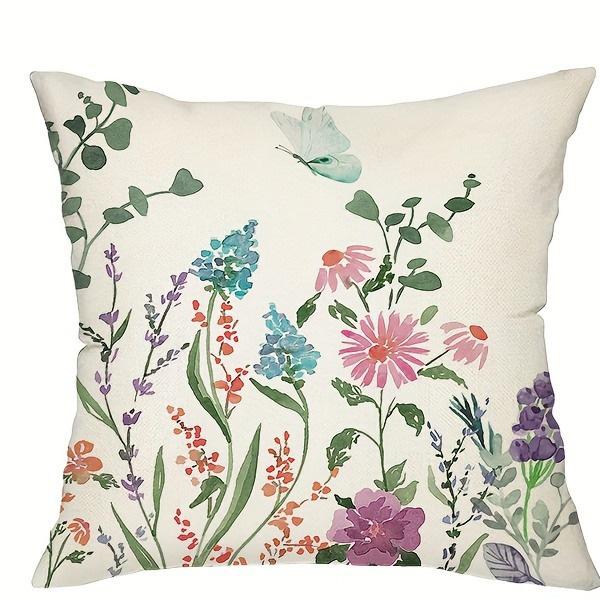 Minimalist Green Plant Flower Throw Pillow Covers Fresh Spring Summer Decor for Home Sofa or Car Cushions