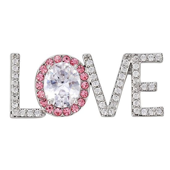 Women Brooch, Snowflakes LOVE Bouquets Compact Versatile Pin, Lapel Collar Badge with Imitation Pearl Cubic Zirconia Inlay