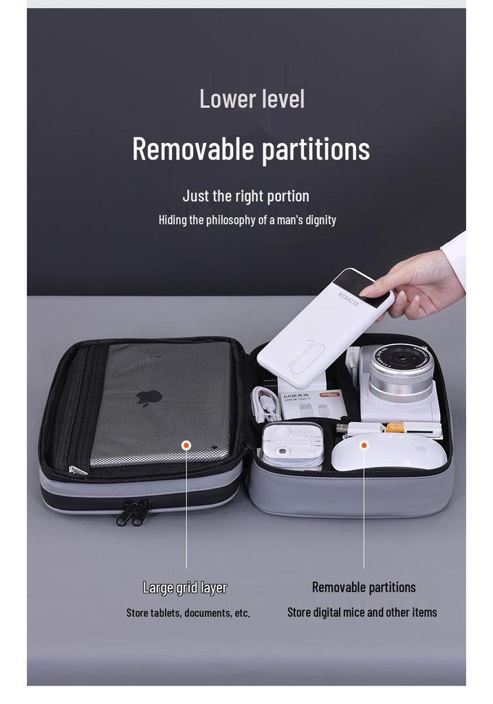 Double-layer Electronics Storage Bag for Cables, Chargers, Earphones, USB Drives, Mouse, Hard Drives, and Power Banks