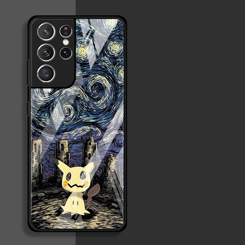 Luxury Phone Cover Glass Case for Samsung Galaxy S26 S25 Ultra S21 S22 S24 S20 FE S25+ S24+ S23+ S23 Plus Hot Anime Pokemon