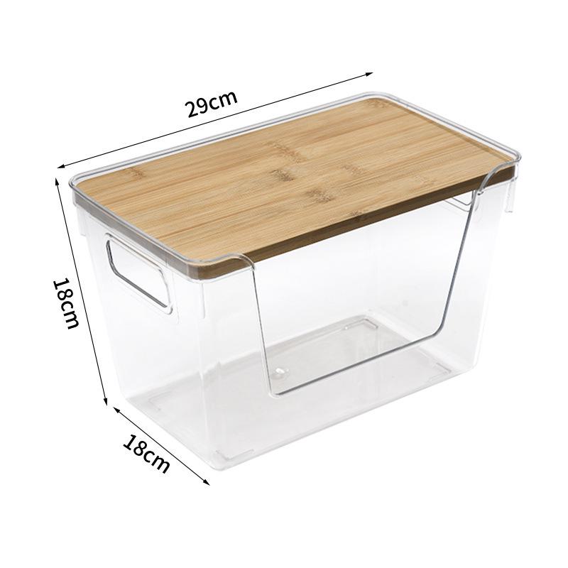 Transparent Bamboo Lid Storage Box - Stackable Kitchen Organizer for Seasonings & More