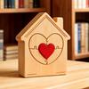 Desk Wood Statue Collectible Tabletop Ornament Desk House Shape Sculpture for Living Room Bedroom Study Dining Room RV