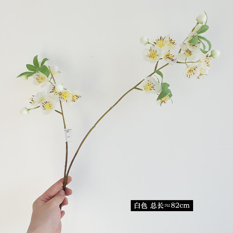 

Simulated single-branch peach blossom, hotel living room ornament decorative dried flowers білий