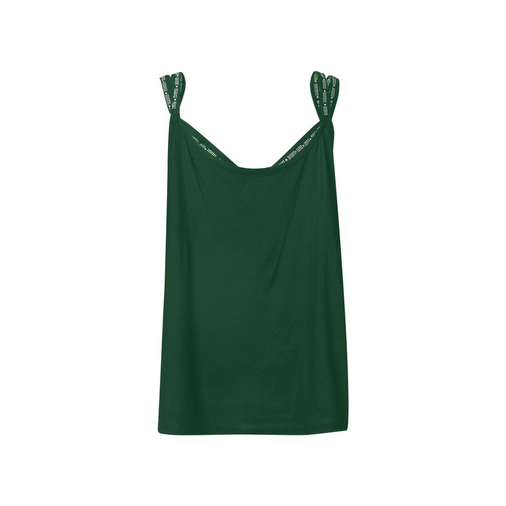 Women Fashion Casual Sleeveless V Neck Tank Top with Rhinestone Embellishments Double Straps Lightweight Summer Blouse