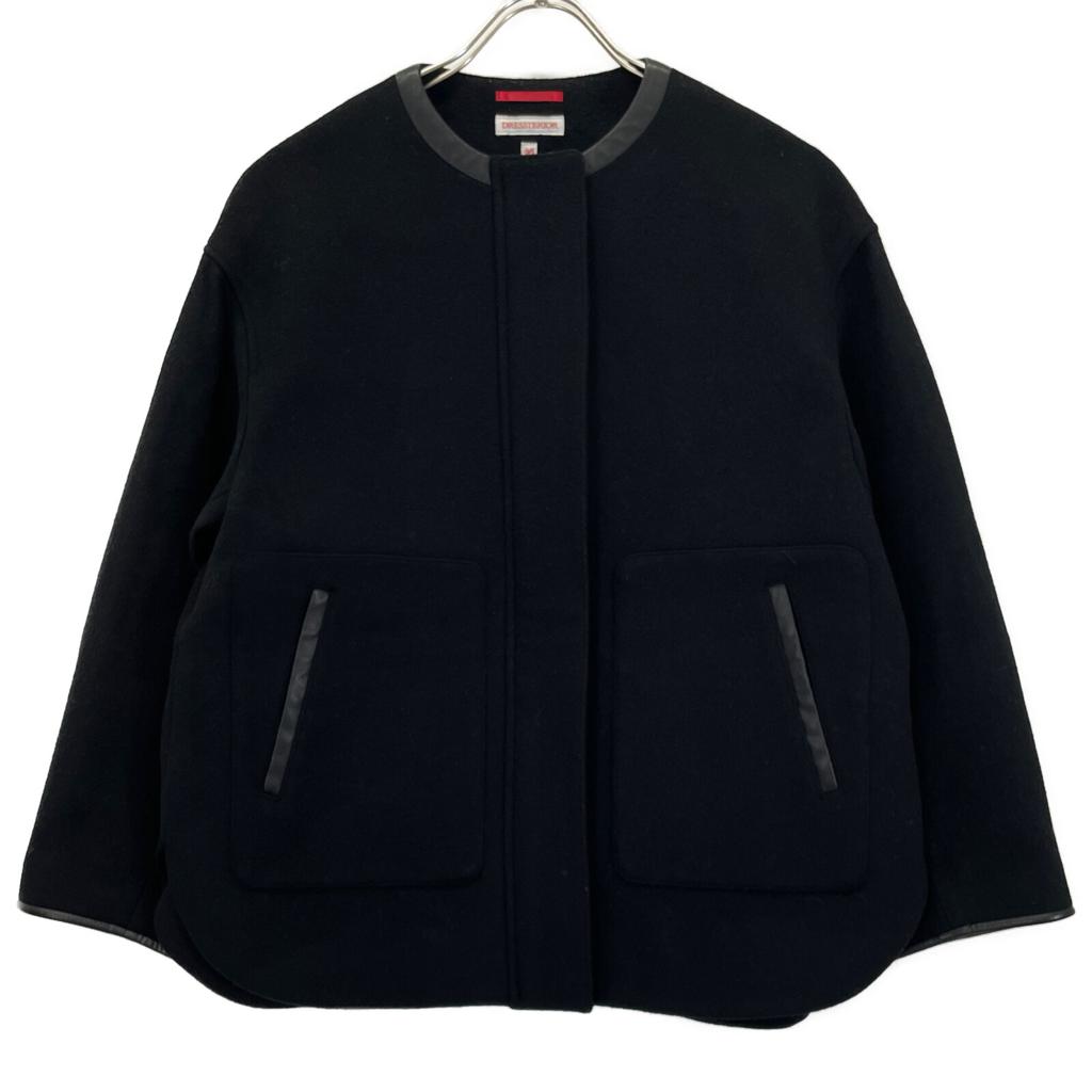 DRESSTERIOR Black wool blouson jacket with leather piping Jacket 36 blackUsed