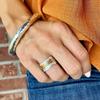 European & American Style Two-Tone Brass Ring with Hammered Design - Personalized, Trendy, and Creative Hand Jewelry.