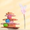 1pcs 4-Layer Feather Cat Turntable With Fun Toy Ball And Playing Stick - Interactive Toy For Cats