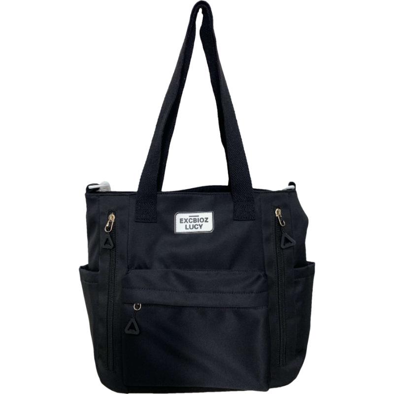 

Solid color simple large-capacity tote bag Korean version fashionable niche portable shoulder bag versatile student make-up messenger bag single package чёрный
