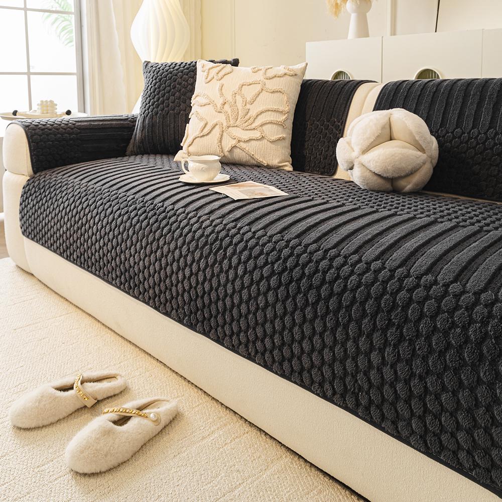Extra Dicker Thermischer Winkel-Jacquard-Stoff Fleece-Stoff Griffiger Sofaschutz für Wohnzimmer-Couch-Sitzmöbelbezug Thermisch Unifarben Gesteppter Fleece 70x180cm