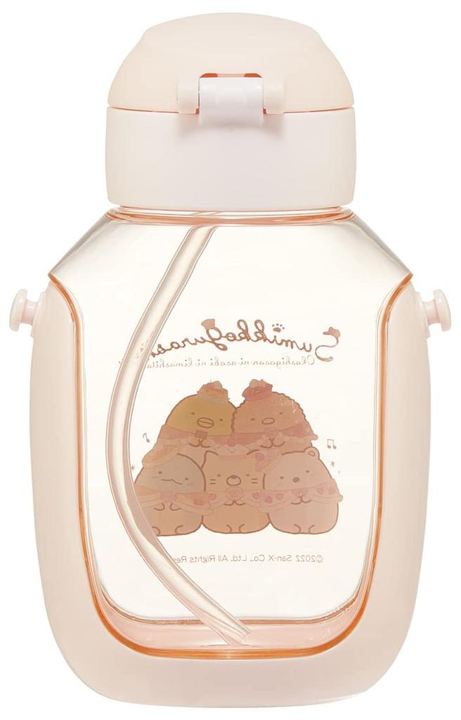 Skater Water Bottle with Straw 530ml Sumikko Gurashi Okaiyasan Straw Water Bottle One Push Girls Children's PDSH6DX-A