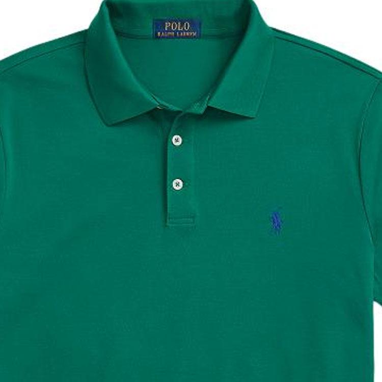 Polo Ralph Lauren SS23 Solid Logo Embroidered Slim Fit Short Sleeve Polo Shirt Men Tops Green MNPOKNI1N822251-320