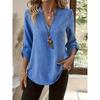 Casual V Neck Large Size Loose Women Blouse Fashion Elegant Tops Pocket Short Sleeve Simple Office Shirts Spring Solid Color Cothing