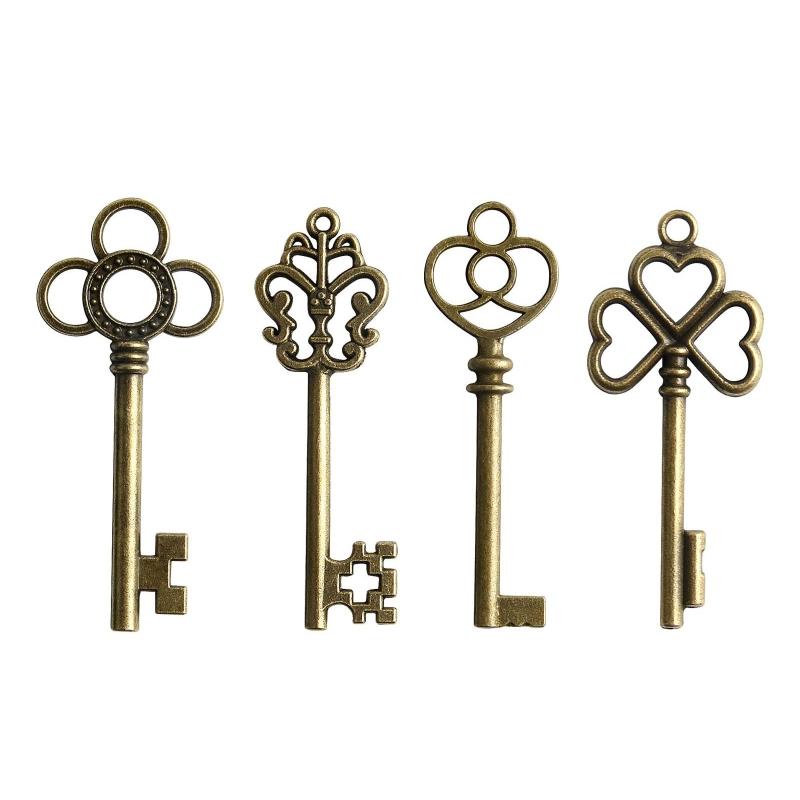 Fashion Flying Keys Charms with 28x Dragonfly Wings Exquisite Skeleton Keys for DIY Craft Jewelry Making Necklace Decor