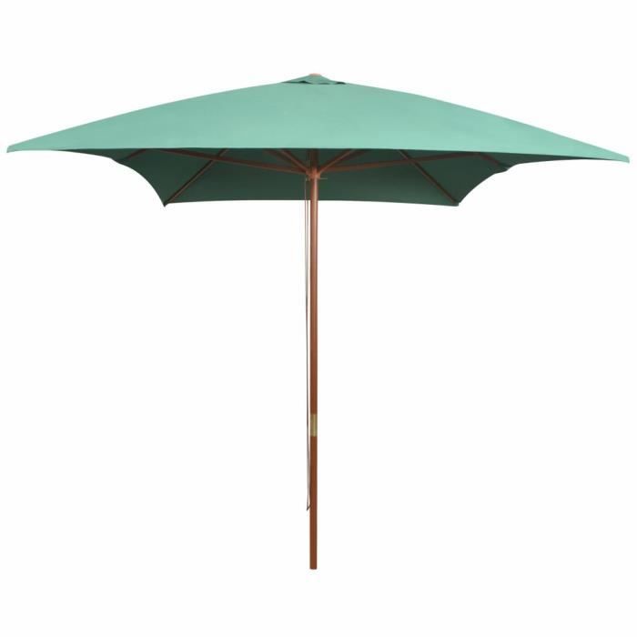 VidaXL Parasol avec poteau en bois 200 x 300 cm Vert