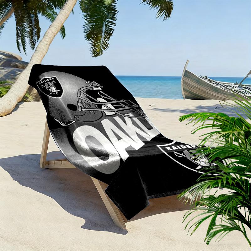 Oakland Raiders Print Beach Towel, Large Soft Quick Dry Towel for Beach Camping Swimming