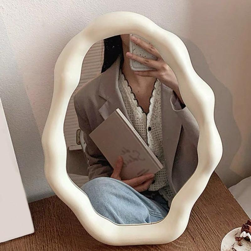 Nordic Style Makeup Mirror High Appearance Value Vanity Mirror for Bedroom Dressing Table Elegant Desktop Decorative Ornament