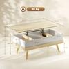Coffee Table with 3 Hidden Compartments, Modern Living Room Table, Wooden Legs, 100x79x54cm, Natural White
