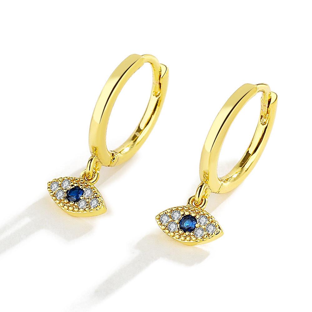 2025 New Hot Selling Boutique Classic Jewelry Gold-plated Blue Cubic Zirconia Evil Eyes Ladies Hug Earrings Party Gift Jewelry