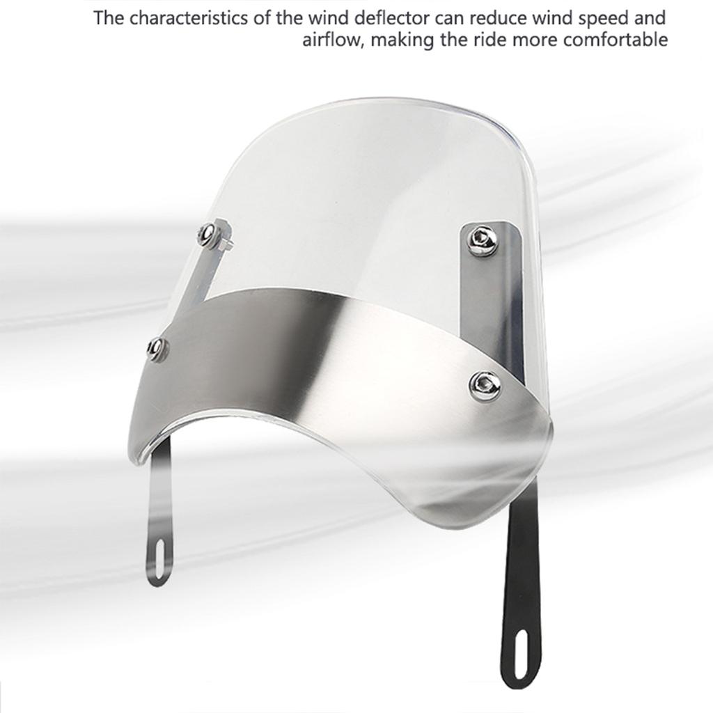 Motorcycle Windshield Wind Deflector Windscreen Replace Front Flyscreen for 5"-9.45" Round Headlight Motorbike Accessory
