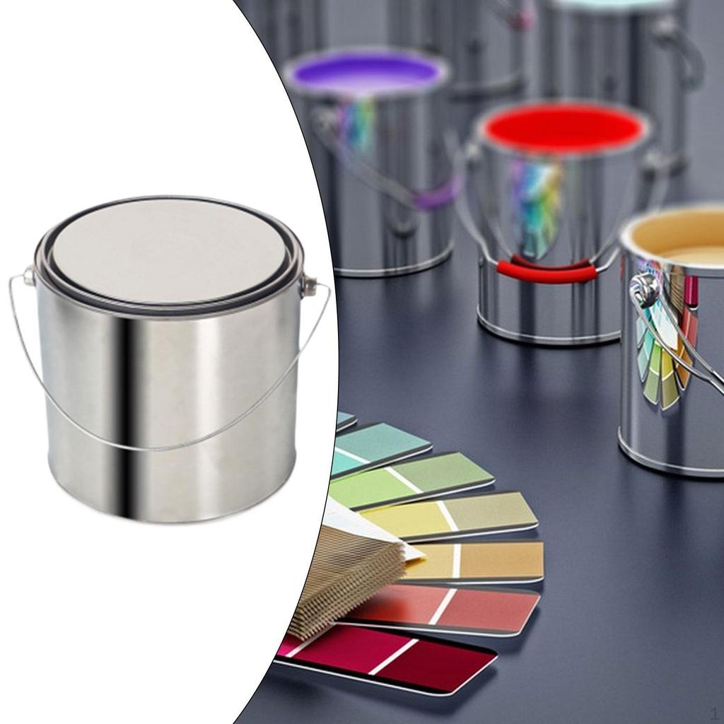 Empty Paint Can Metal Bucket Iron, Multipurpose, with Lid, Container Pail for