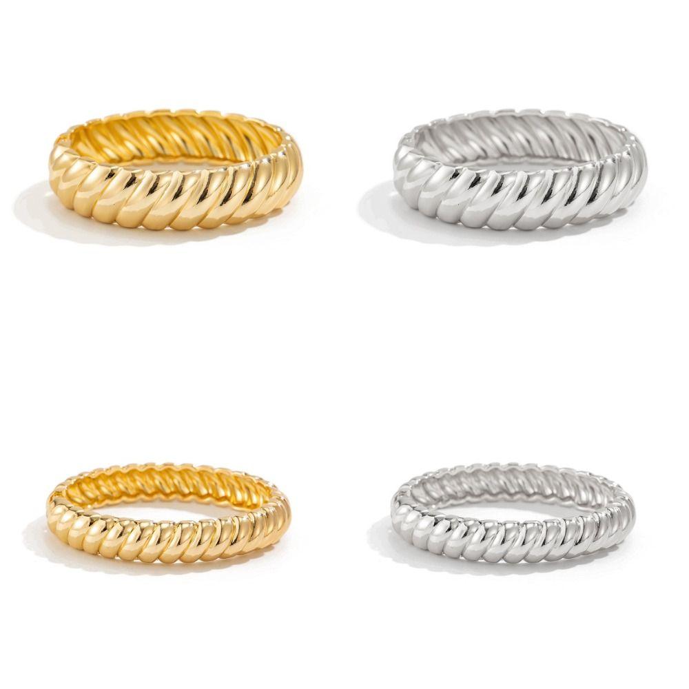 Metal Thread Texture Bangle Thick Women's Hand Bracelet Hip-Hop Retro Spring Bracelet  Men Women