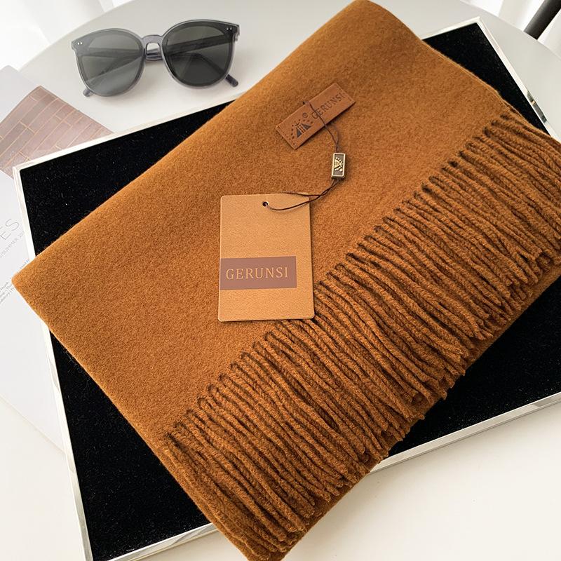 Scarf dual-purpose women's autumn and winter high-end imitation cashmere shawl with a classic solid color warm scarf