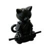 3D-gedruckte Samurai-Katzenfigur, hält Langschwert, Schwarze Katzenstatue, Cartoon-Tier Home-Office-Dekoration, Geschenke für Katzenliebhaber