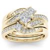 Elegantes Roségold Silber Gold Farbe Inlay mit weißen Zirkonen Ringe Set Party Verlobung Eheringe für Damen Schmuck