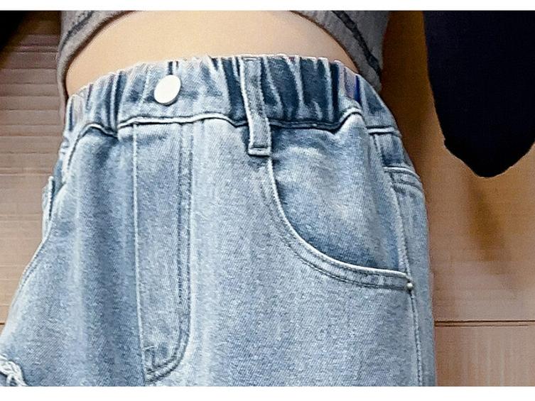 2025 Vår Jenters Vide Bukser Kjærlighetsmerke Jeans, Blå