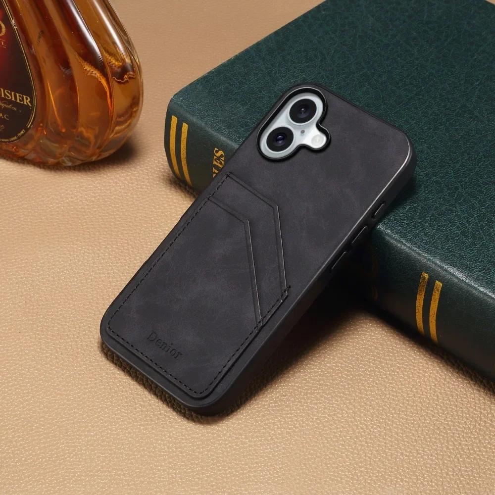 Wallet Back Case For iPhone 16 Pro Max Plus Credit Card Slot Holder for Women Men PU Leather Protective Shockproof Phone Cover