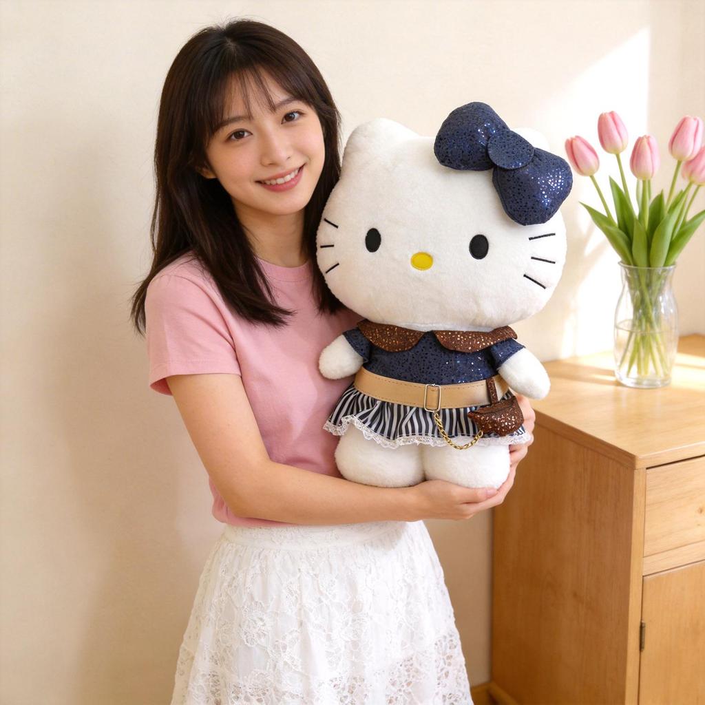 Hello Kitty Plush Doll with Bowknot - Adorable Gift & Sleep Companion for Girlfriends