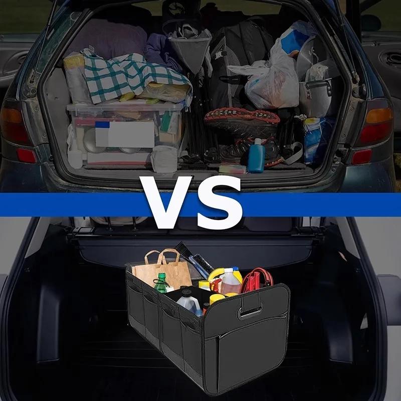 SUV Car Trunk Organizer Collapsible Storage Box 600D Oxford Fabric with Reinforced Handles Multiple Compartments for Vehicle