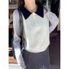 Contrasting Polo Neck Knitted Sweater Women's Spring Loose Age-reducing Inner Top Design Bottoming Shirt