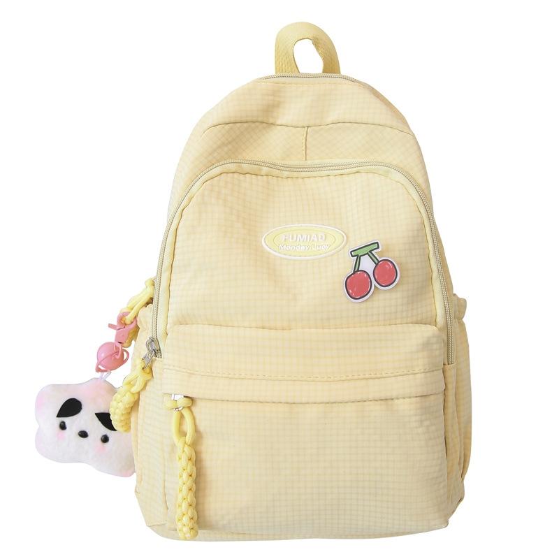 

Сплошной цветной рюкзак, женский школьный рюкзак, большой вместительный клетчатый студенческий маленький рюкзак жёлтый