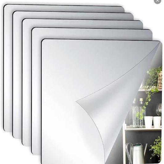 4 szt. Akrylowe Lustrzane Płytki Ścienne do Domowej Siłowni 2 mm Grubość Samoprzylepne Lustrzane Arkusze Bezramowe Lustro Montowane na Ścianie do Treningu Sypialni