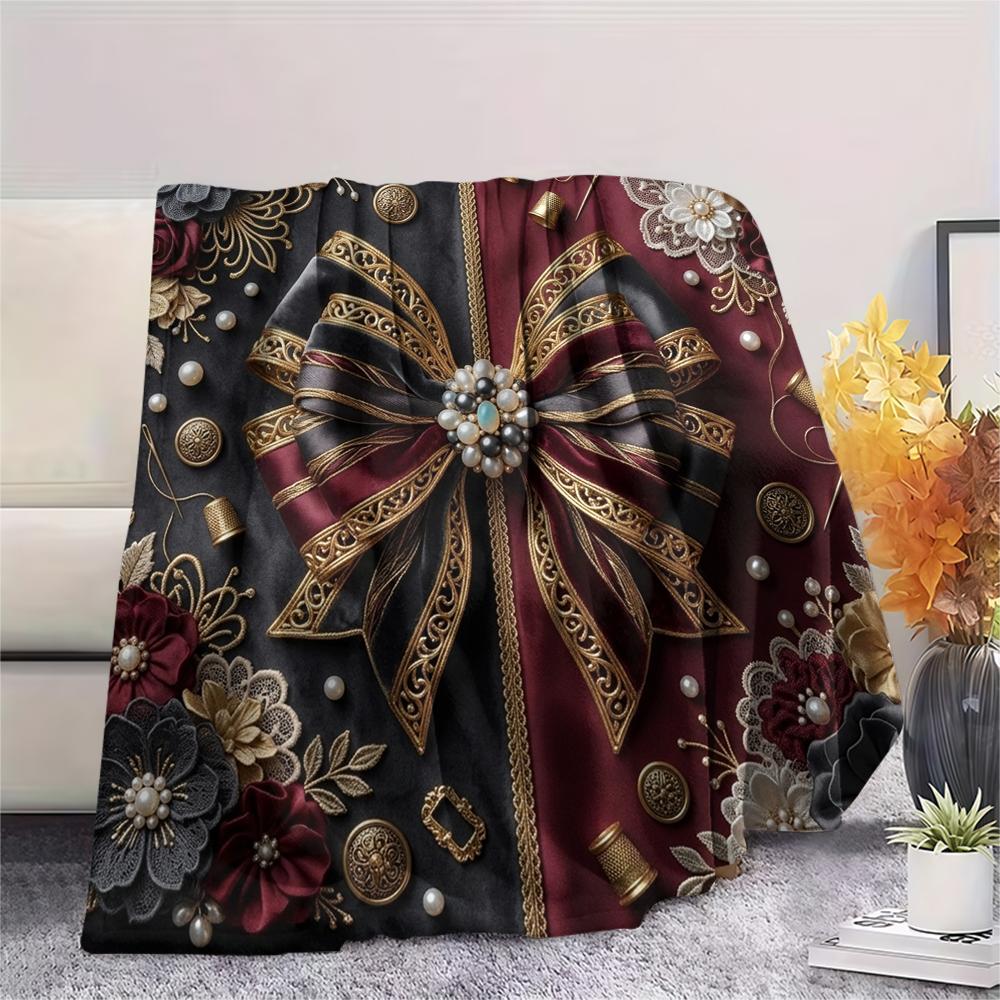 1Pc Gorgeous R&B Print Flannel Blanket, High quality Comfortable for All Seasons, Home Decor, Warmth and Comfort, Perfect for Christmas Gifts W41