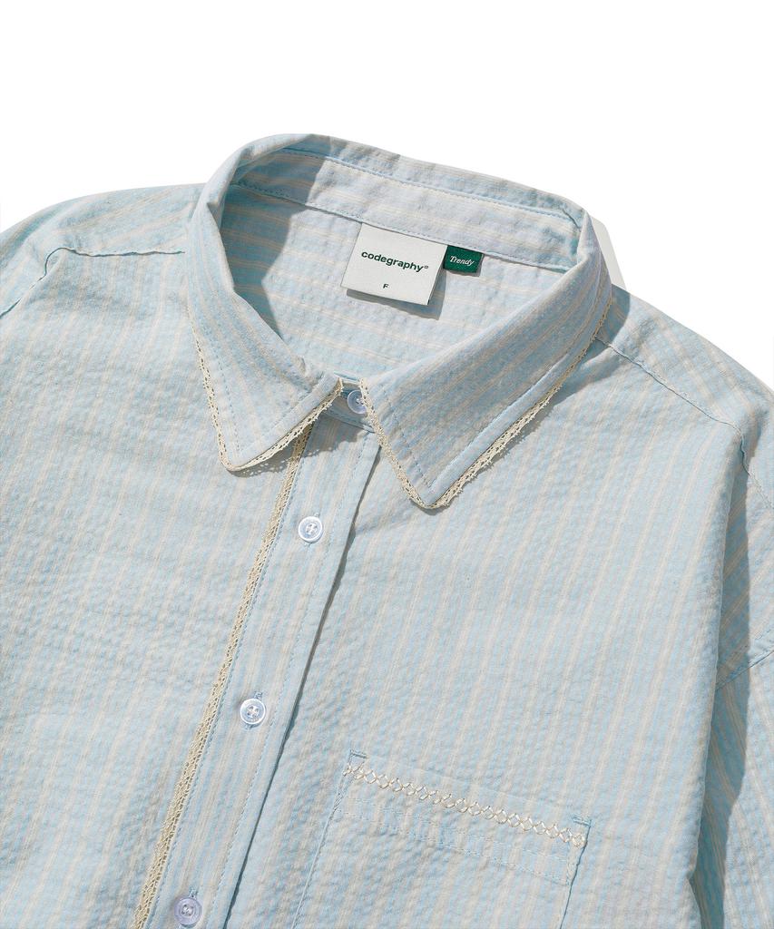 CGP (Women) Lace Detail Long Sleeve Shirt_Sky Blue