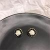 Korean Unique Camellia Black White Stud Earrings for Women Piercing Ear Jewelry Pendientes Earring