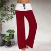 Women's Drawstring Elastic Waistband Wide Leg Color Matching Casual Pants